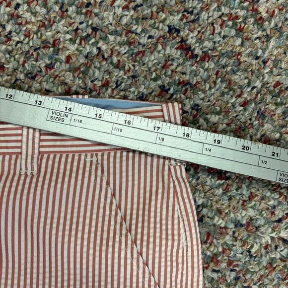 True Flies Red White Striped Seersucker 7.25" Inseam Chino Style Shorts Size 36 - Picture 12 of 15
